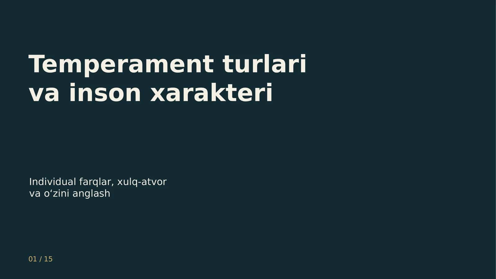 Temperament turlari va inson xarakteri 1