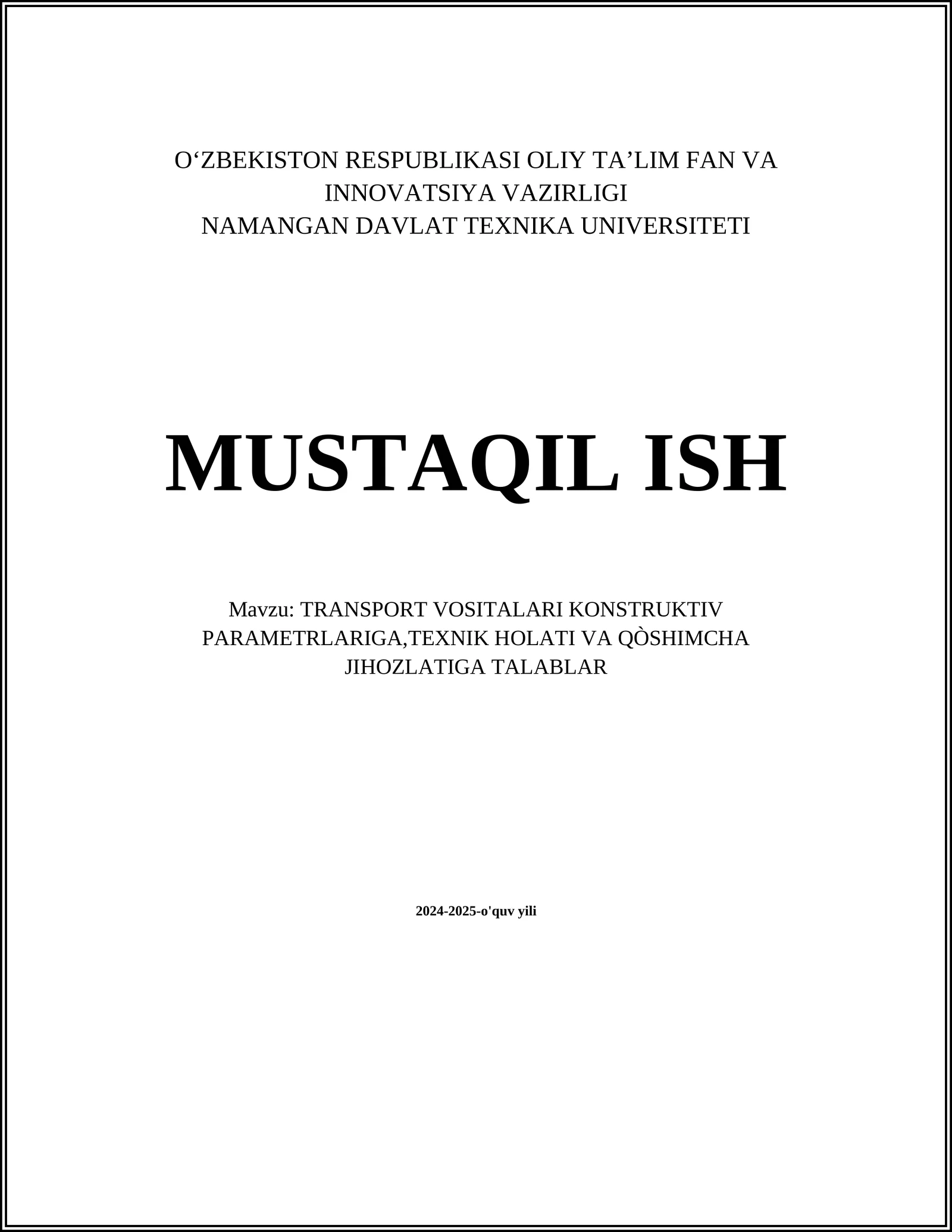 Transport vositalari konstruktiv parametrlari 1
