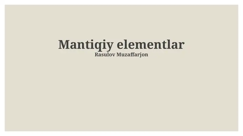 Mantiqiy elementlar 1