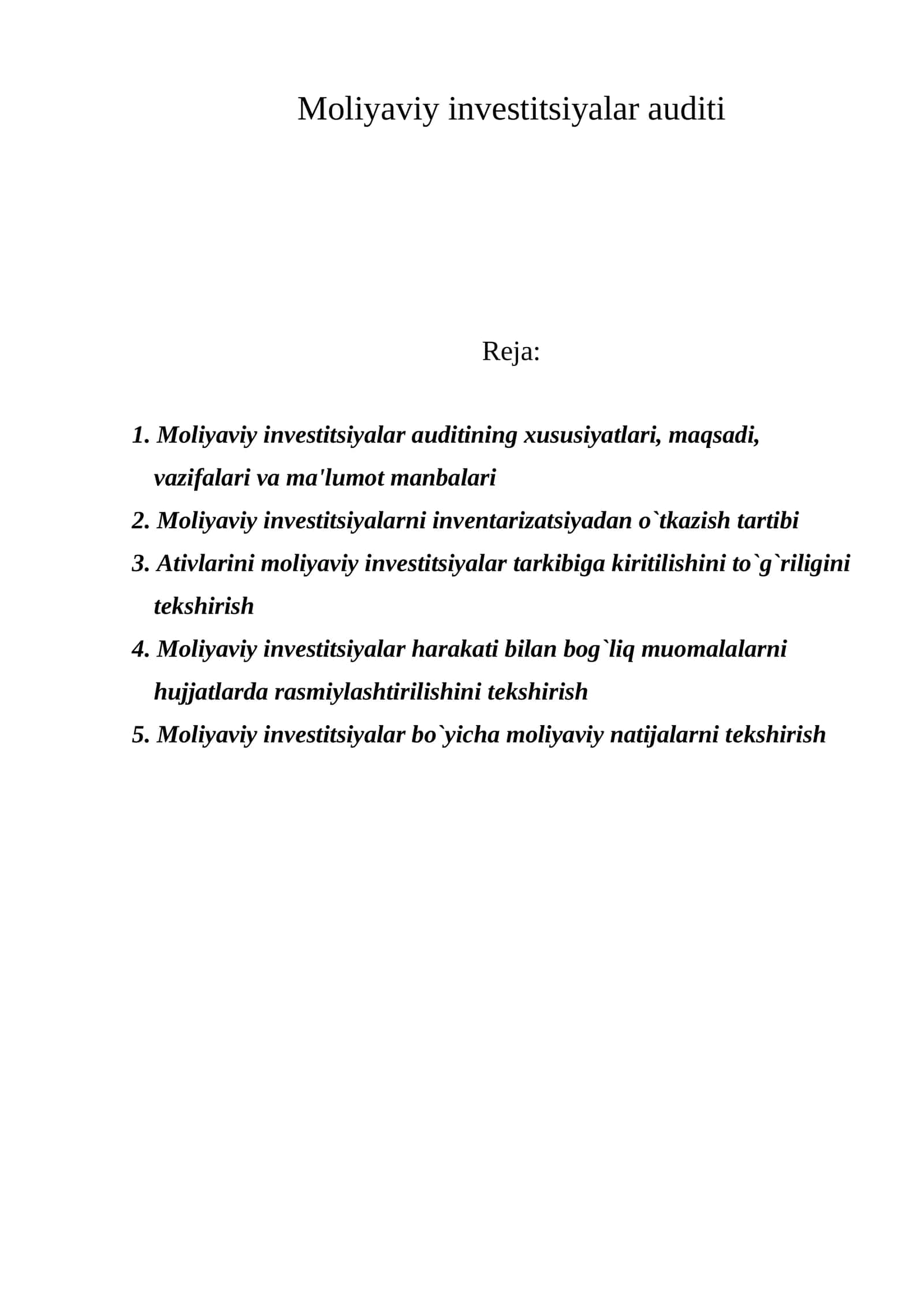 Moliyaviy invеstitsiyalar auditi 1