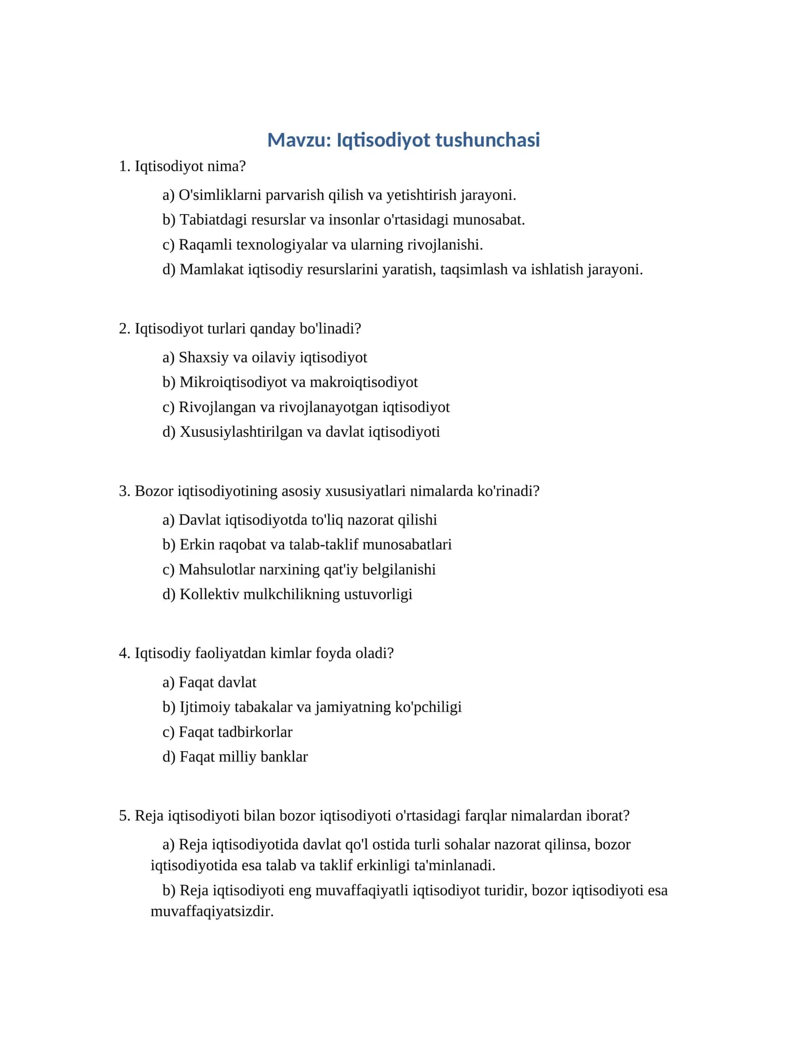 Iqtisodiyot tushunchasi 1