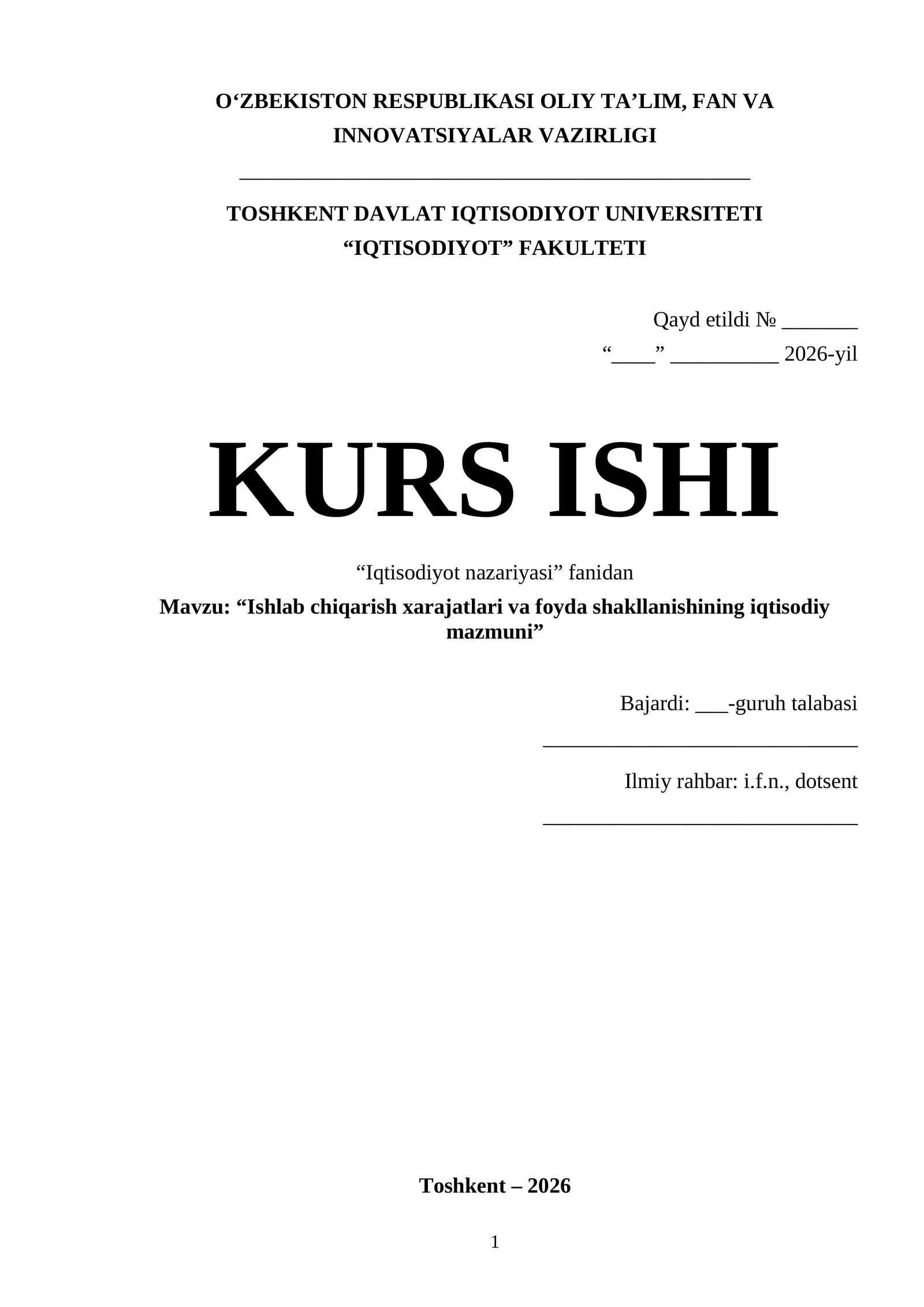 Ishlab chiqarish xarajatlari va foyda shakllanishining iqtisodiy mazmuni 1