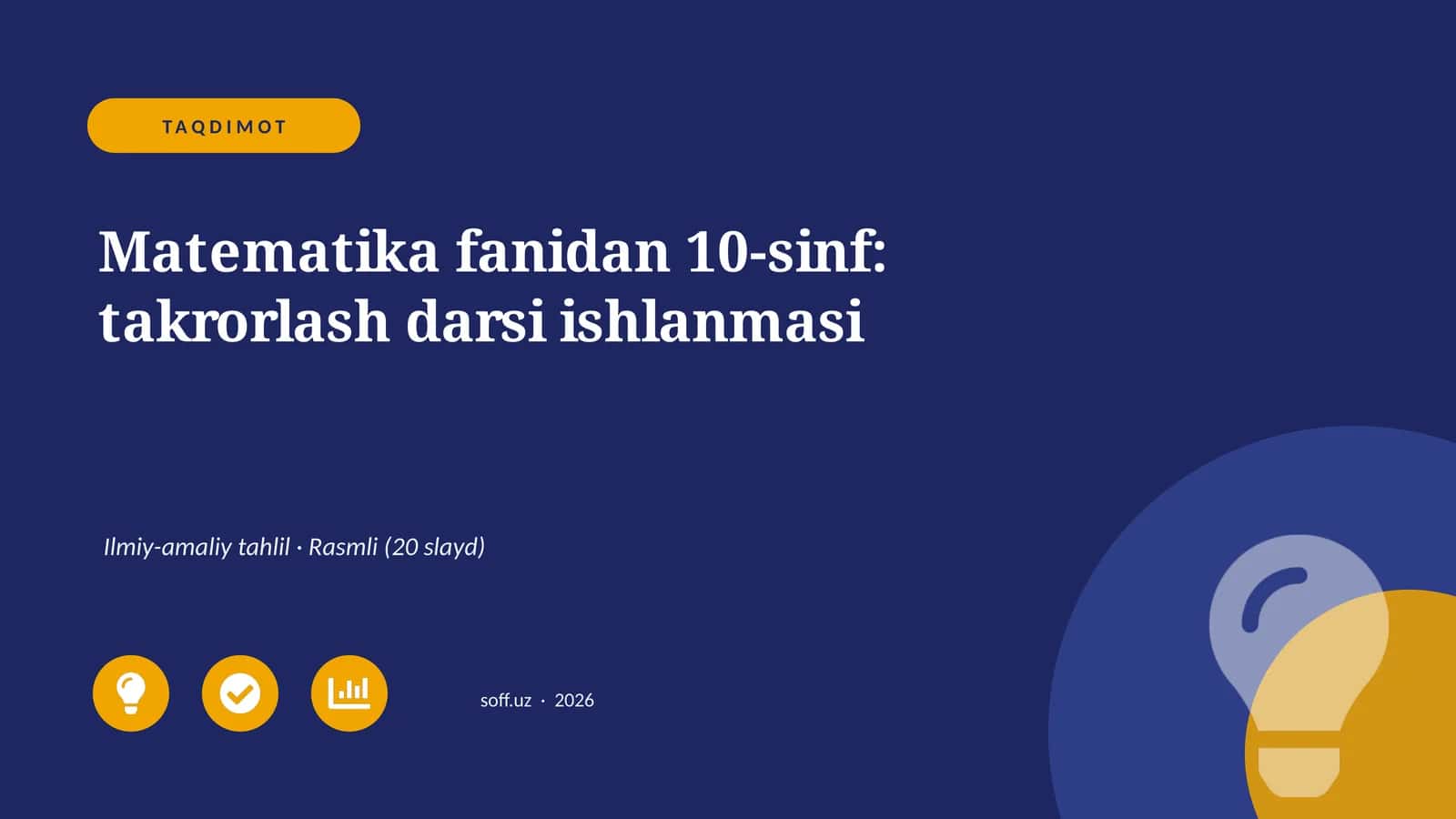 Matematika fanidan 10-sinf: takrorlash darsi ishlanmasi 1