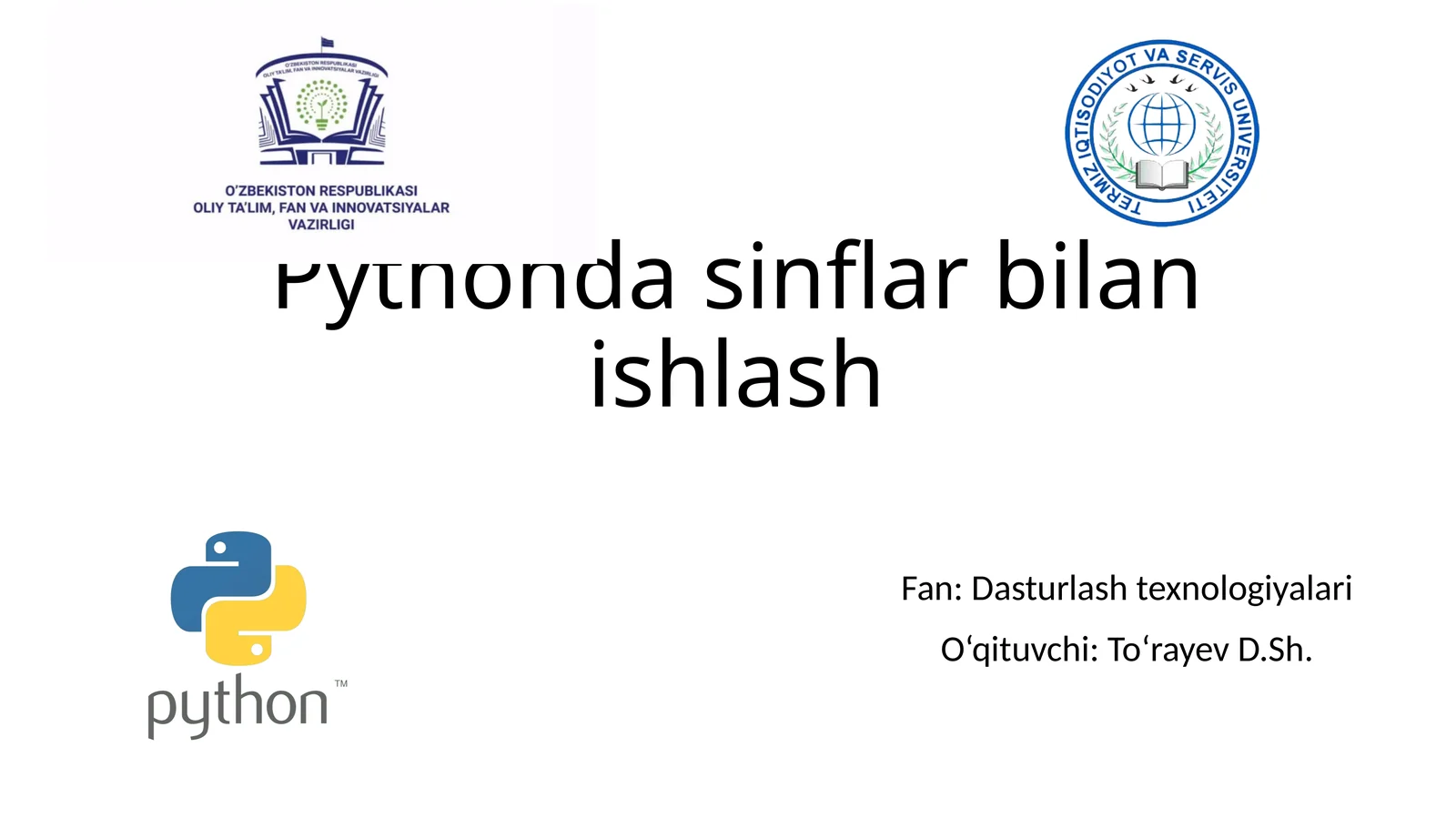 Pythonda sinflar bilan ishlash 1