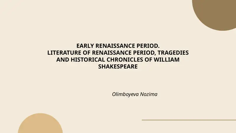 EARLY RENAISSANCE PERIOD 1