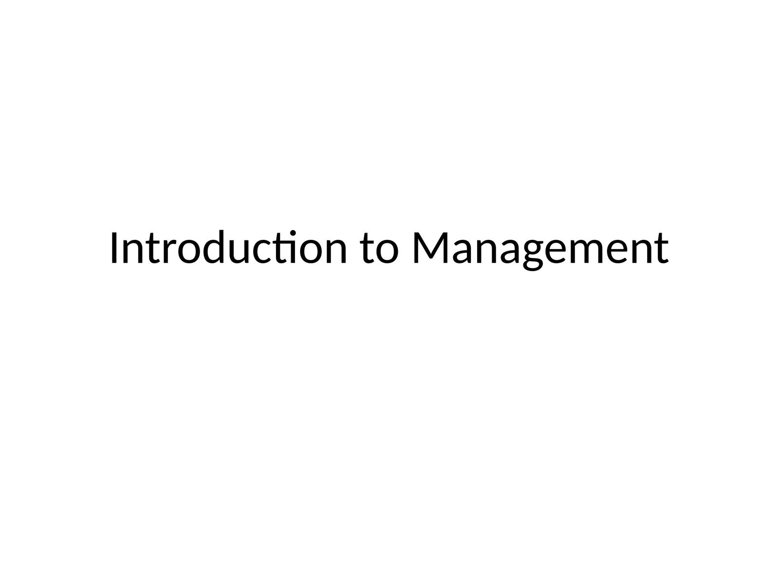 Introduction to Management 1