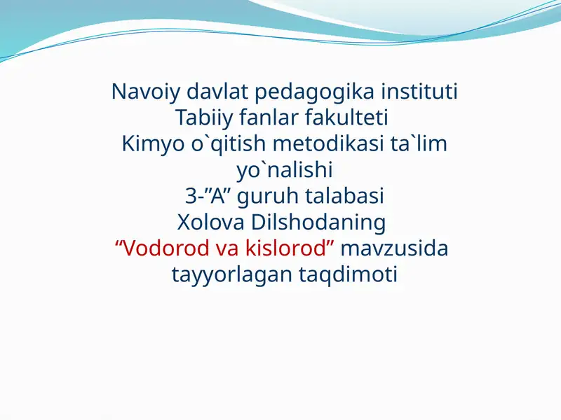 "Vodorod va kislorod" 1