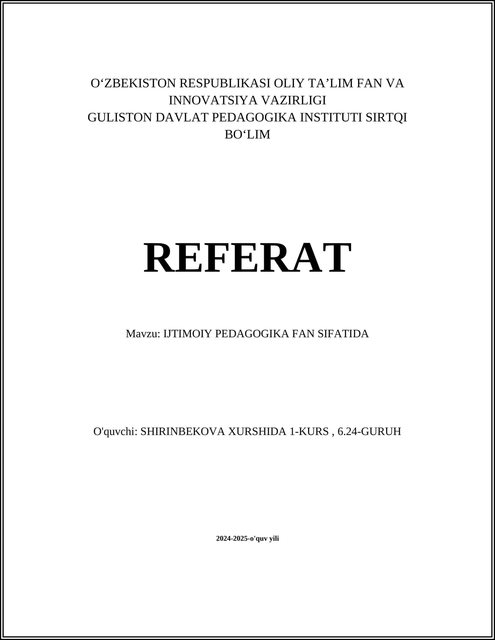 IJTIMOIY PEDAGOGIKA FAN SIFATIDA 1
