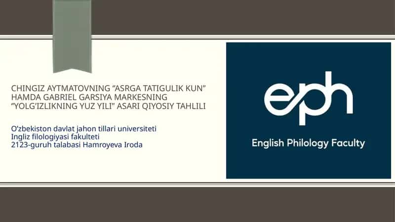 Asrgatatigulikkun va Yolg'izlikning yuzyili asarlarining qiyosiy tahlili 1