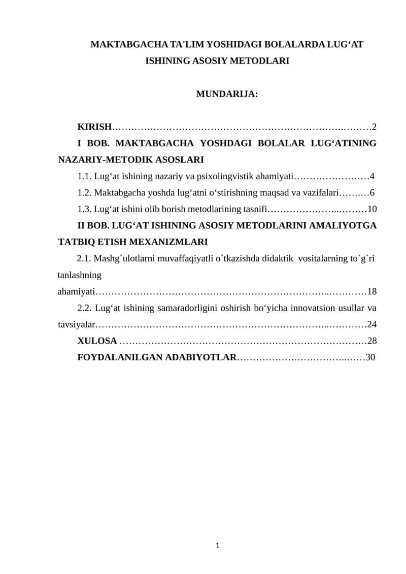 MAKTABGACHA TA'LIM YOSHIDAGI BOLALARDA LUG‘AT ISHINING ASOSIY METODLARI 1