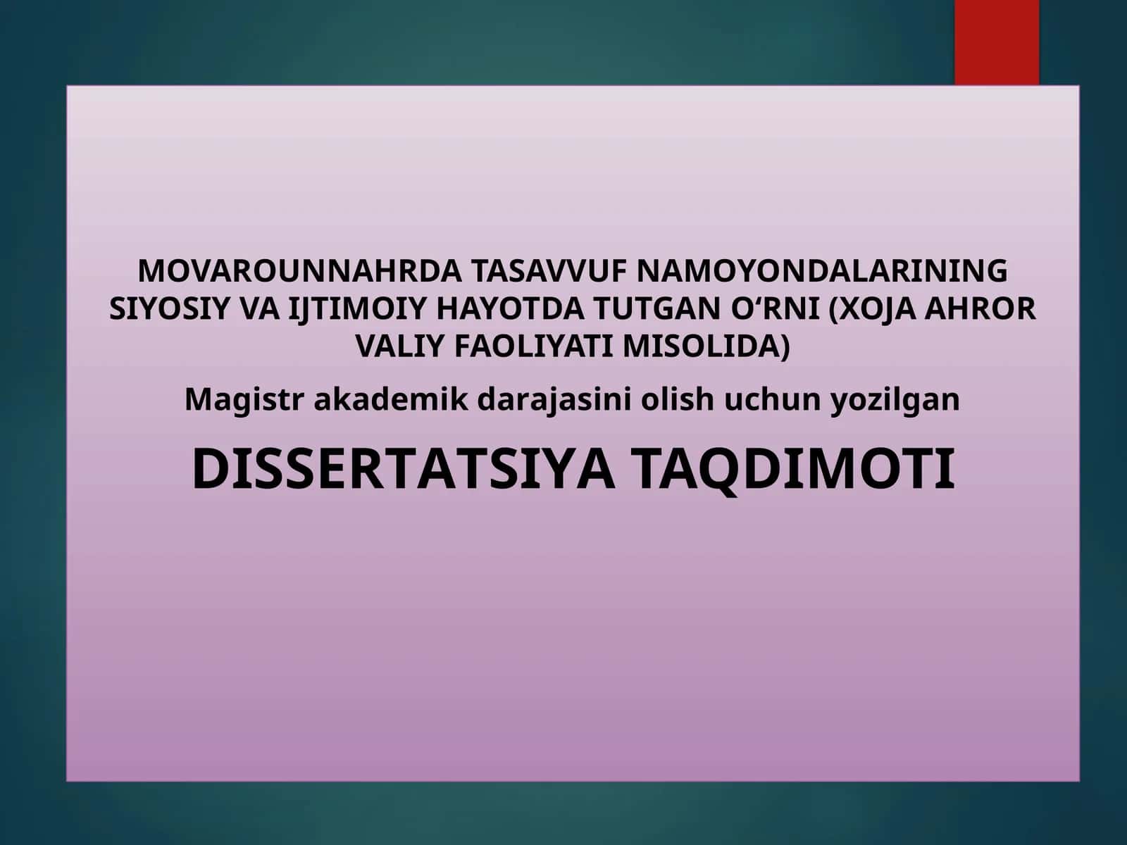 MOVAROUNNAHRDA TASAVVUF NAMOYONDALARINING SIYOSIY VA IJTIMOIY HAYOTDA TUTGAN O‘RNI (XOJA AHROR VALIY FAOLIYATI MISOLIDA) 1