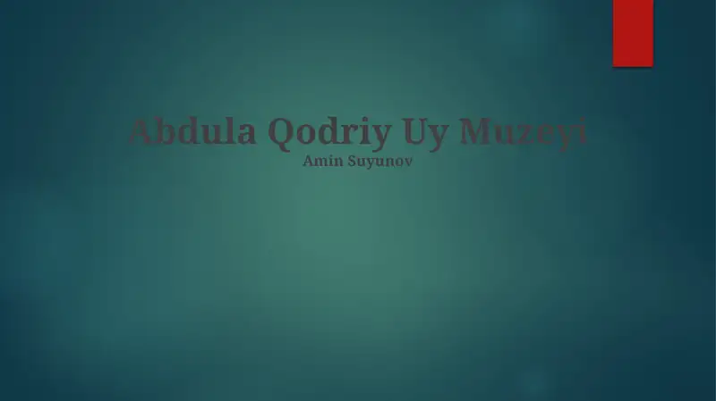 Abdula Qodriy Uy Muzeyi 1