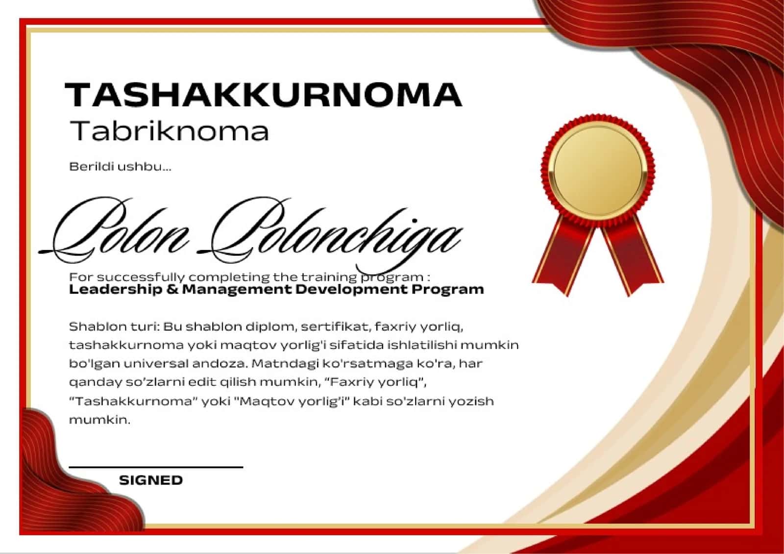 TASHAKKURNOMA 1