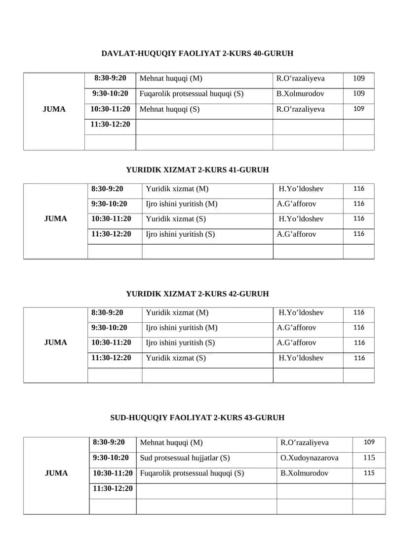 DAVLAT-HUQUQIY FAOLIYAT 2-KURS 40-GURUH 1