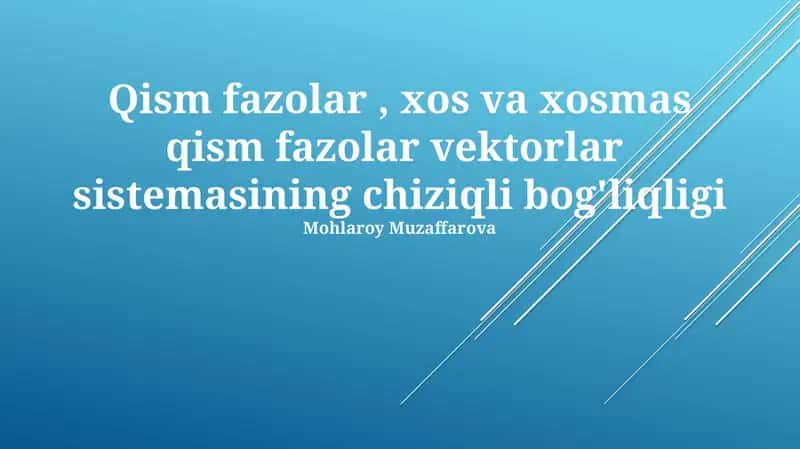 Chiziqli bog'liqlik 1