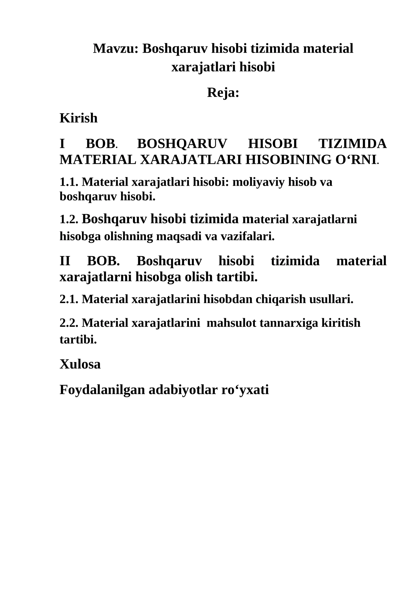 Boshqaruv hisobi tizimida material xarajatlari hisobi 1