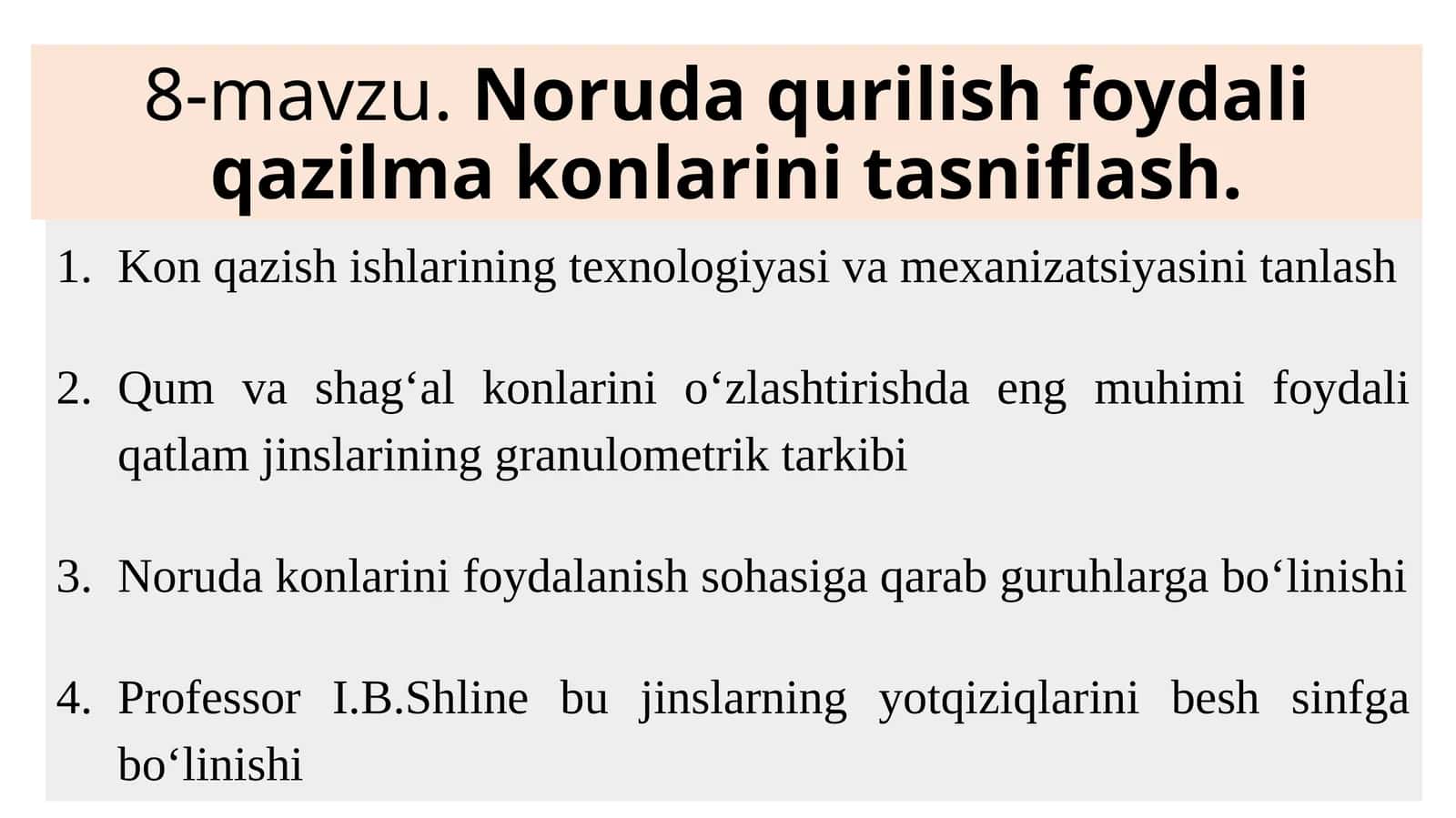 Noruda qurilish foydali qazilma konlarini tasniflash 1