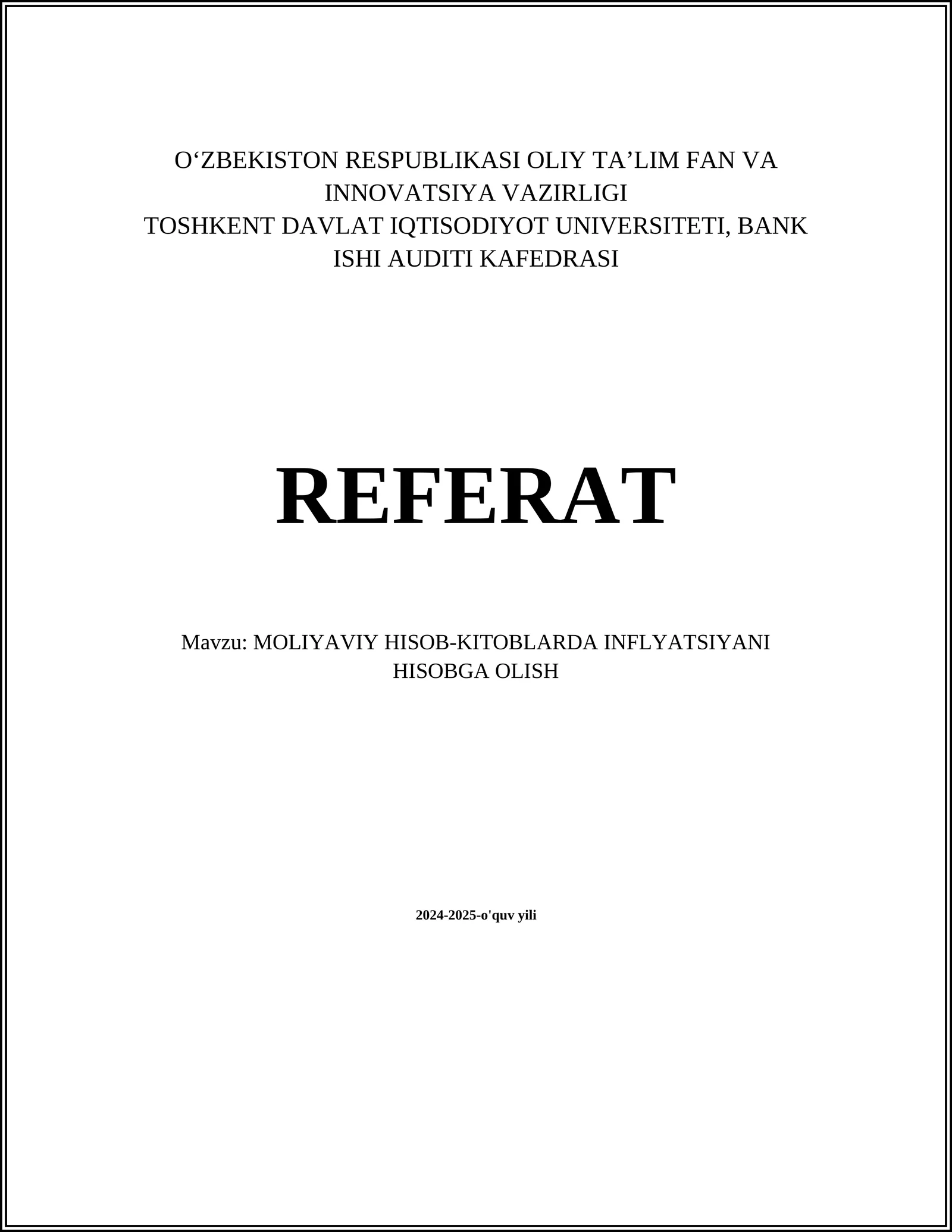 MOLIYAVIY HISOB-KITOBLARDA INFLYATSIYANI HISOBGA OLISH 1