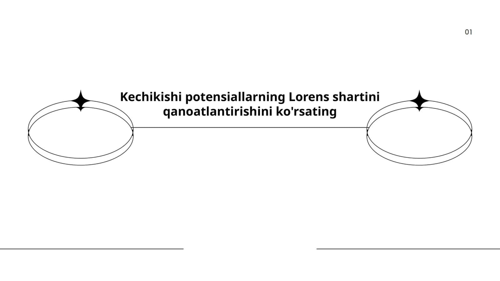 Kechikishi potensiallarning Lorens shartini qanoatlantirishini ko'rsating 1
