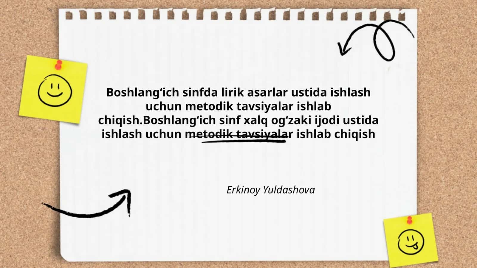 Boshlangʻich sinfda lirik asarlar ustida ishlash uchun metodik tavsiyalar ishlab chiqish 1
