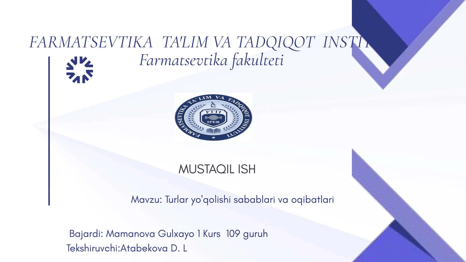 Turlar yo'qolishi sabablari va oqibatlari 1