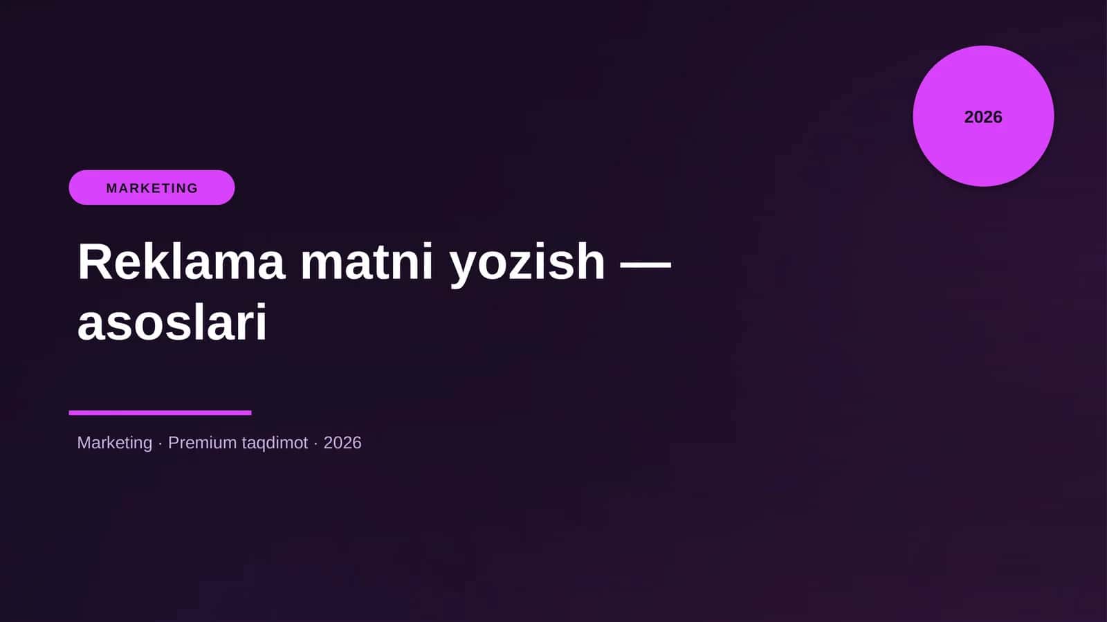 Reklama matni yozish — asoslari 1
