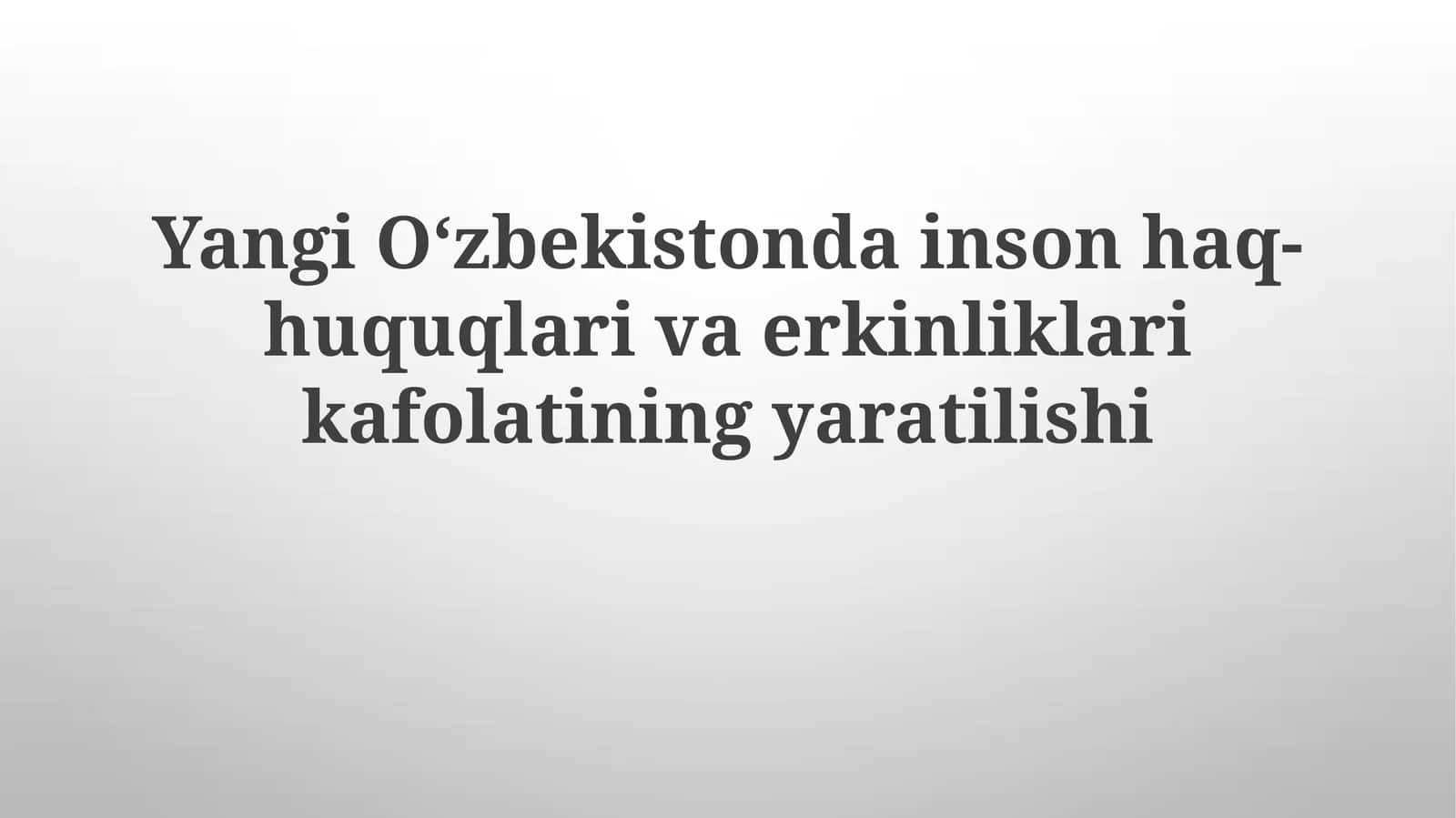 Yangi Oʻzbekiston dа Inson huquqlari va erkinliklari kafolatining yaratilishi 1