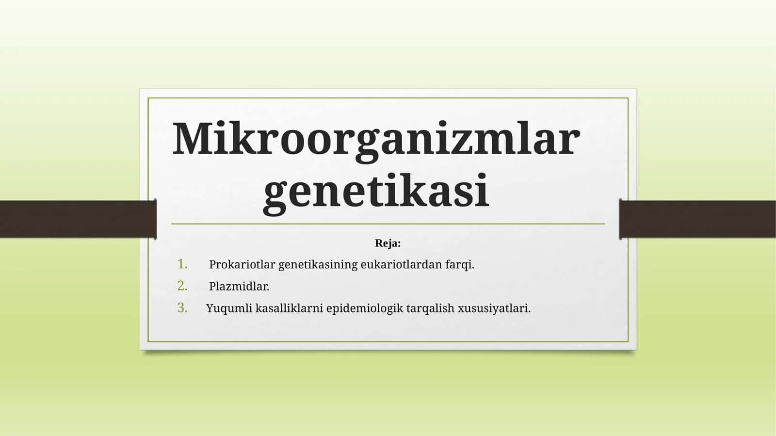 Mikroorganizmlar genetikasi 1