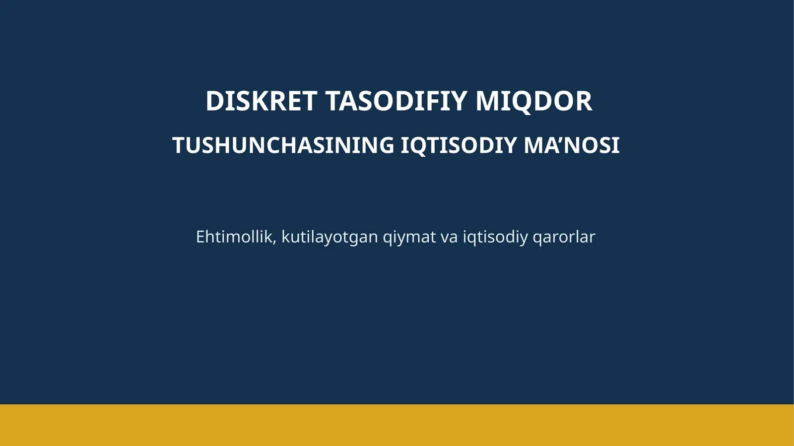 Diskret tasodifiy miqdor 1