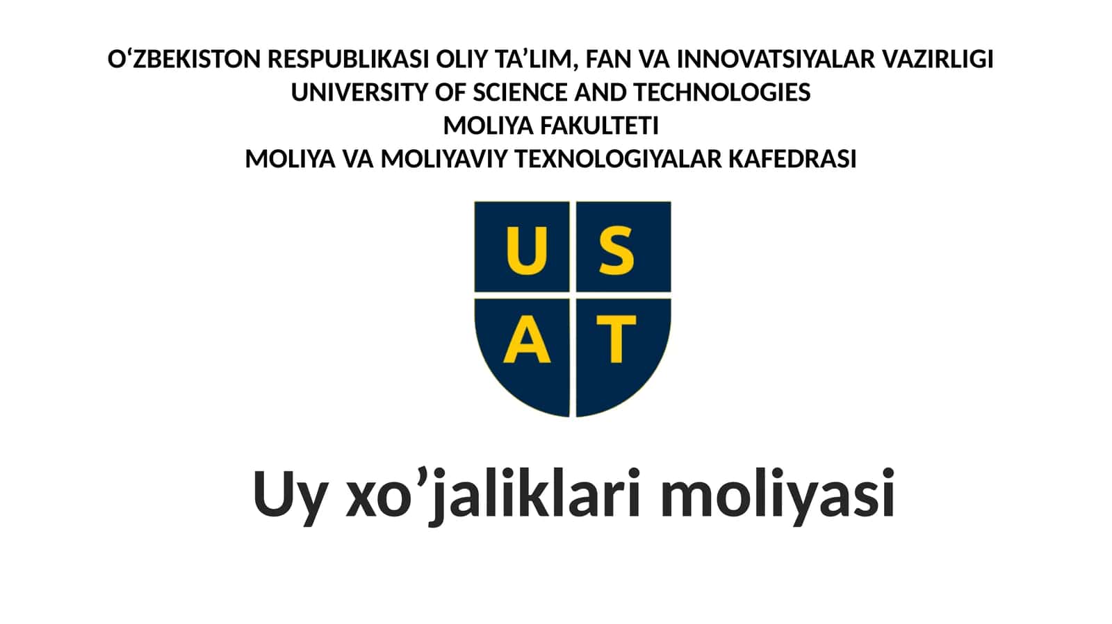 Uy xo’jaliklari moliyasi 1