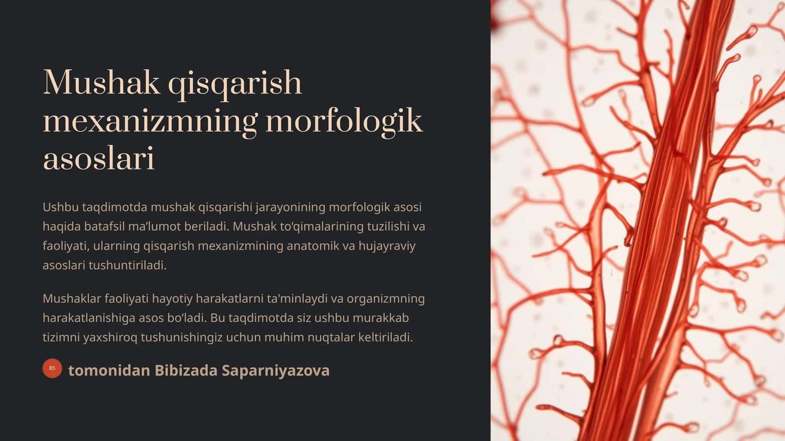 Mushak qisqarish mexanizmning morfologik asoslari 1