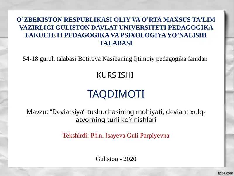 "Deviatsiya" tushuchasining mohiyati 1