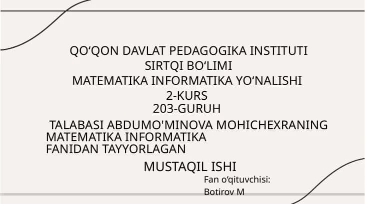 Mobil texnologiyalrning tizimli,amali dasturiy ta'minoti 1