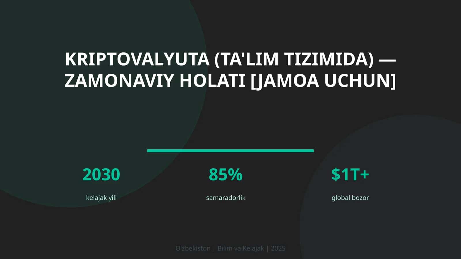 Kriptovalyuta (ta'lim tizimida) — zamonaviy holati [jamoa uchun] 1