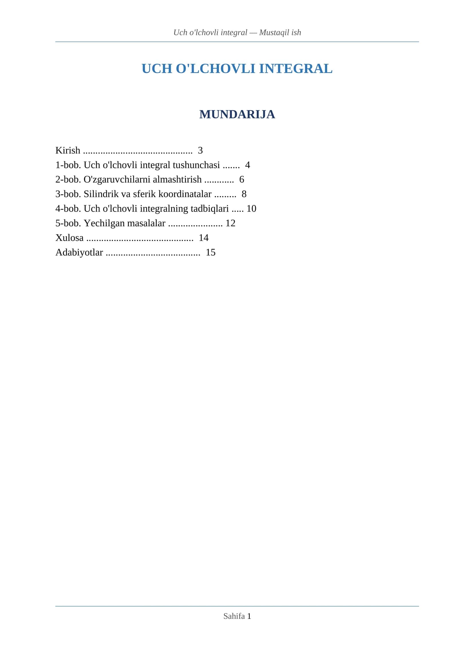 UCH O'LCHOVLI INTEGRAL 1