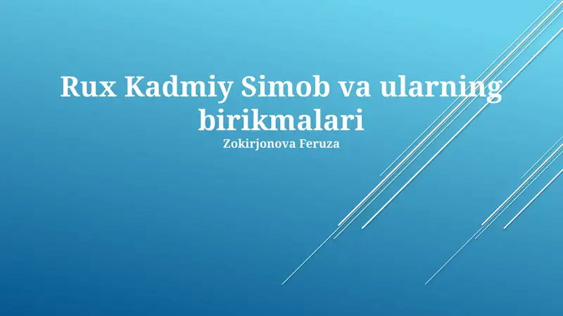 Kadmiy va Simob va Ularning Birikmalari 1