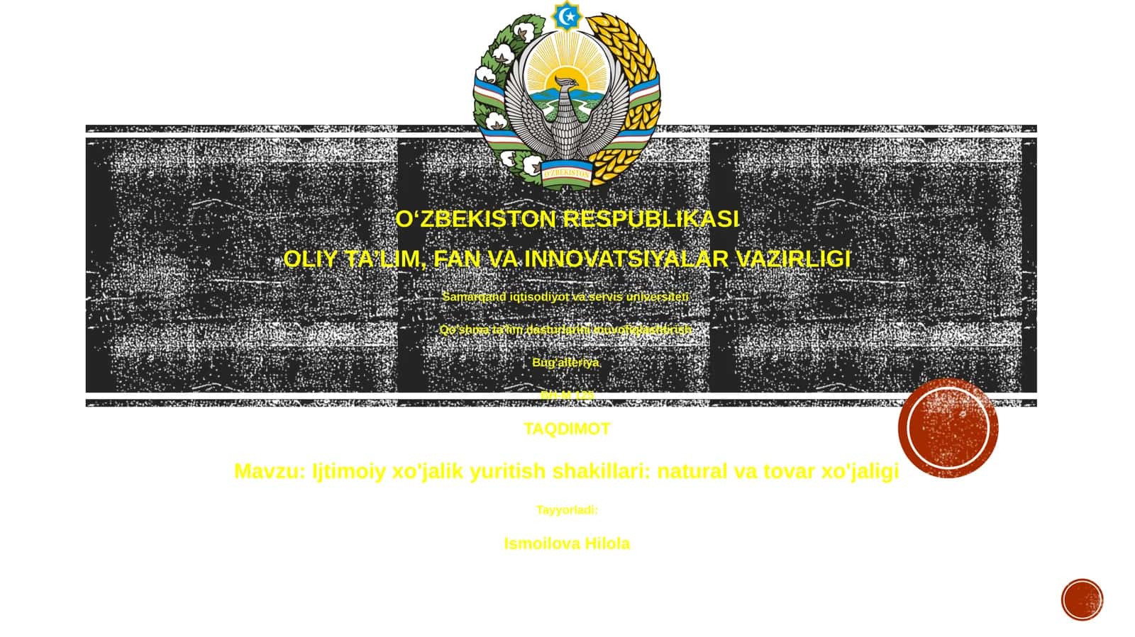 Ijtimoiy xo'jalik yuritish shakillari: natural va tovar xo'jaligi 1