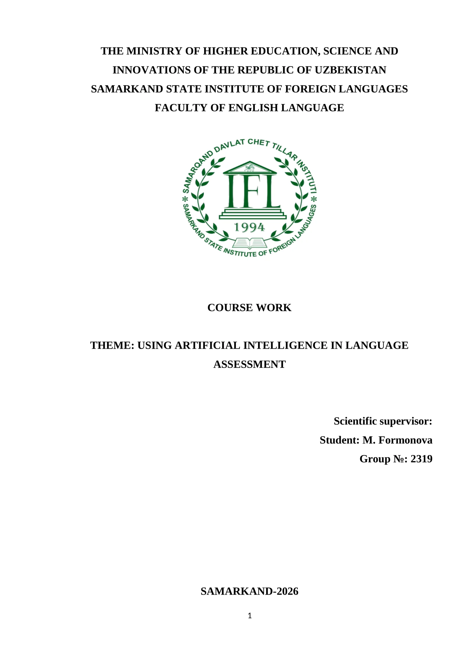 Using Artificial Intelligence in Language Assessment 1