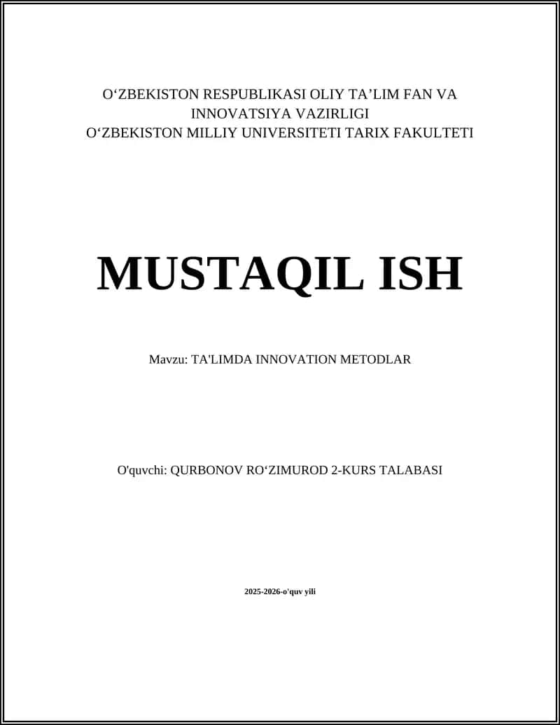 TA'LIMDA INNOVATION METODLAR 1