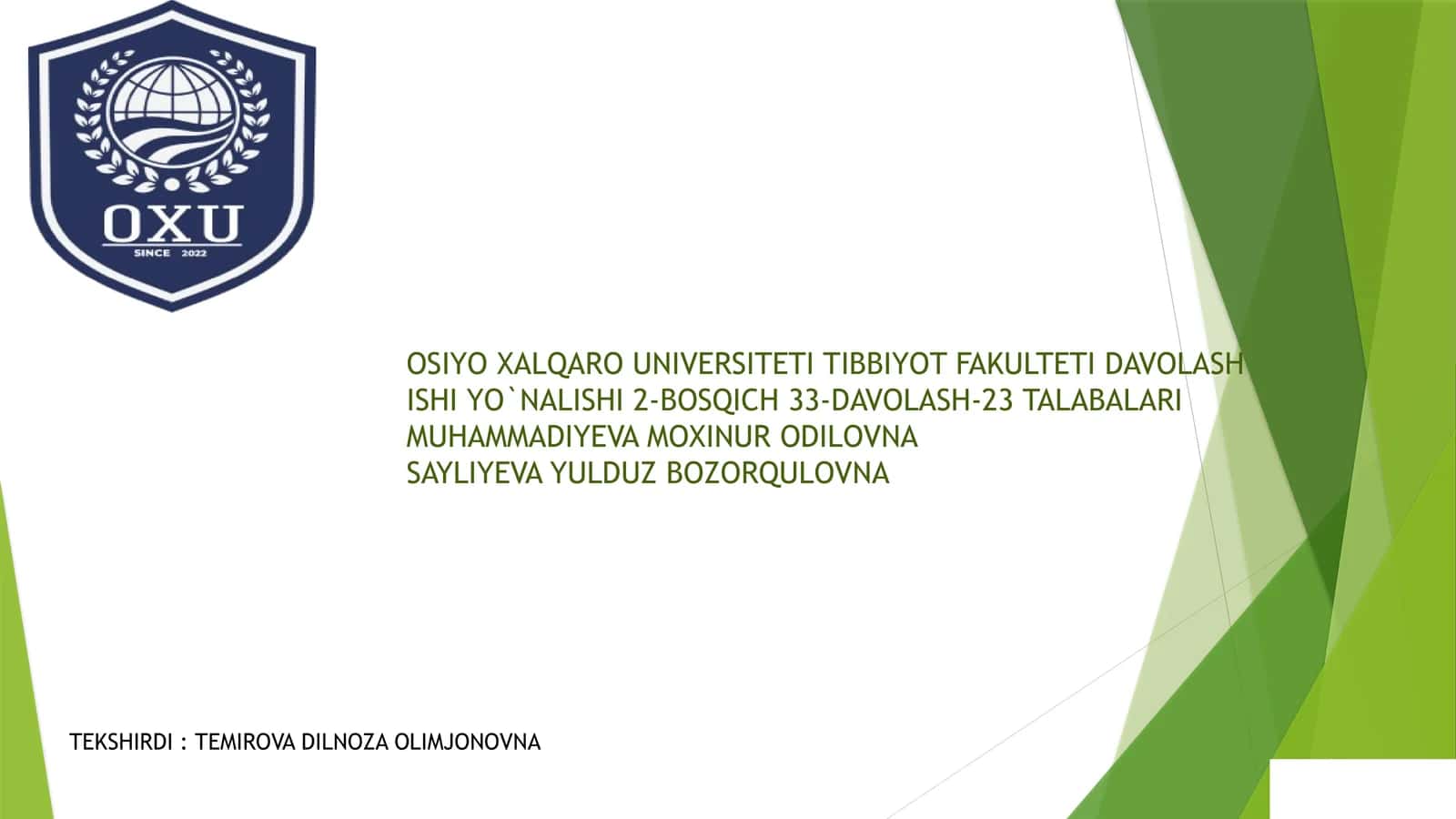 KASALXONA ICHIDA TARQALUVCHI YUQUMLI KASALLIKLAR QO`ZG`ATUVCHILARI VA ULARNING LABORATORIYADA DIAGNOSTIKASI 1