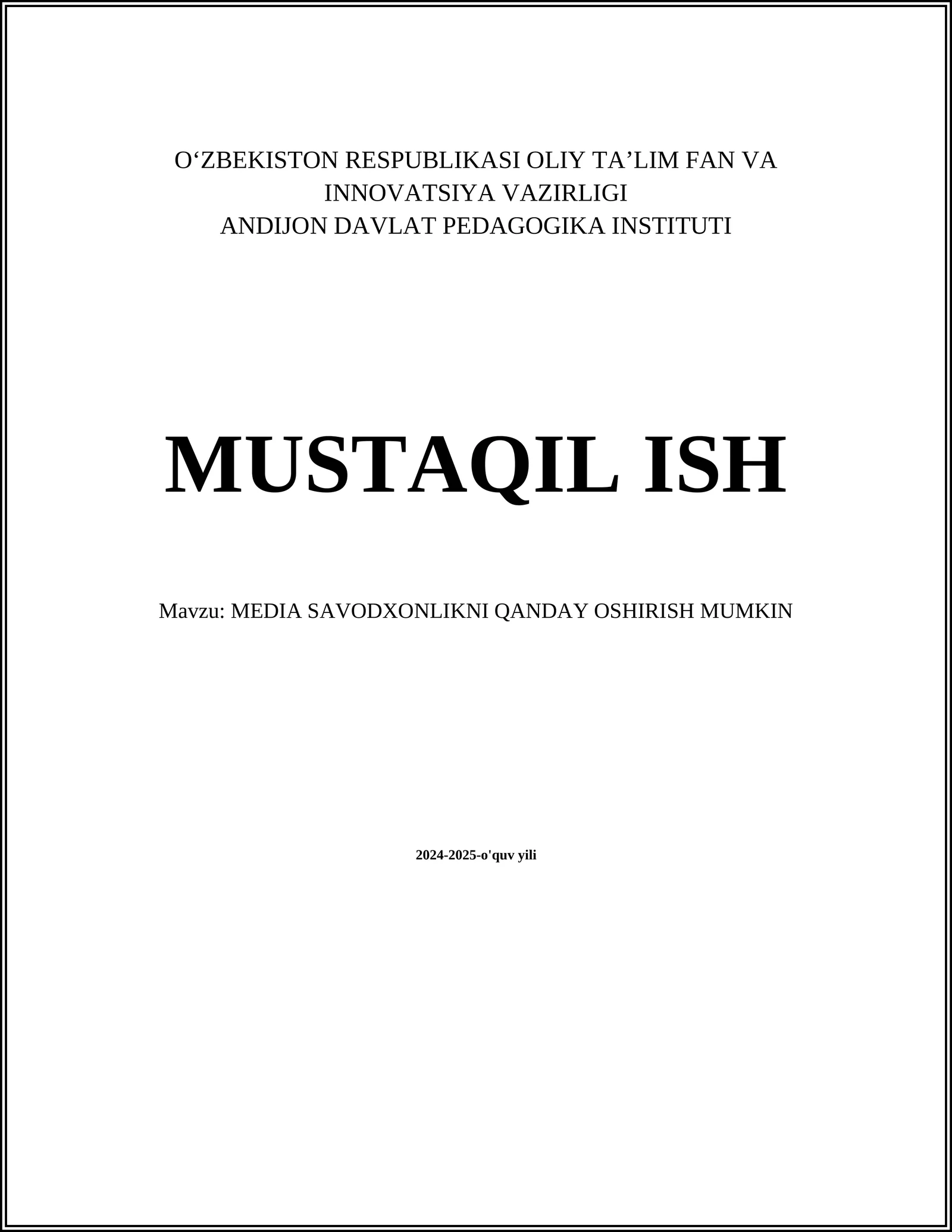 MEDIA SAVODXONLIKNI QANDAY OSHIRISH MUMKIN 1