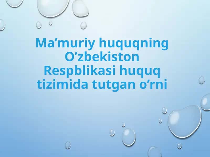 Ma’muriy huquqning O’zbekiston Respublikasi huquq tizimi 1