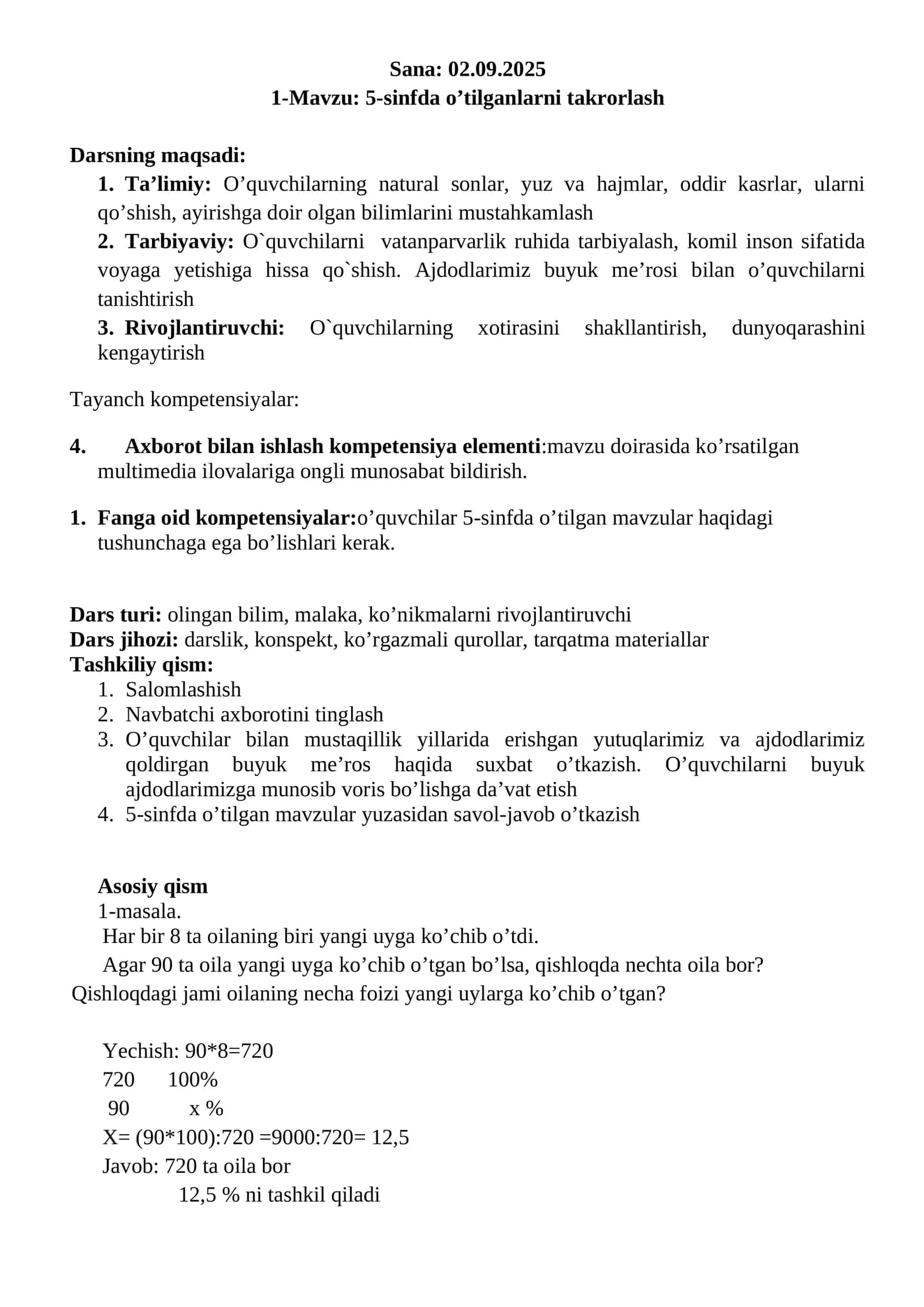5-sinfda o’tilganlarni takrorlash 1
