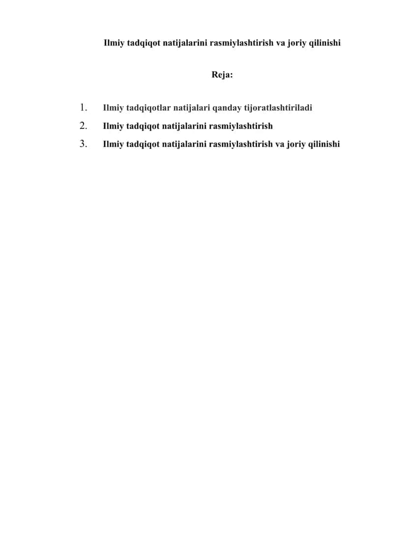 Ilmiy tadqiqot natijalarini rasmiylashtirish va joriy qilinishi 1
