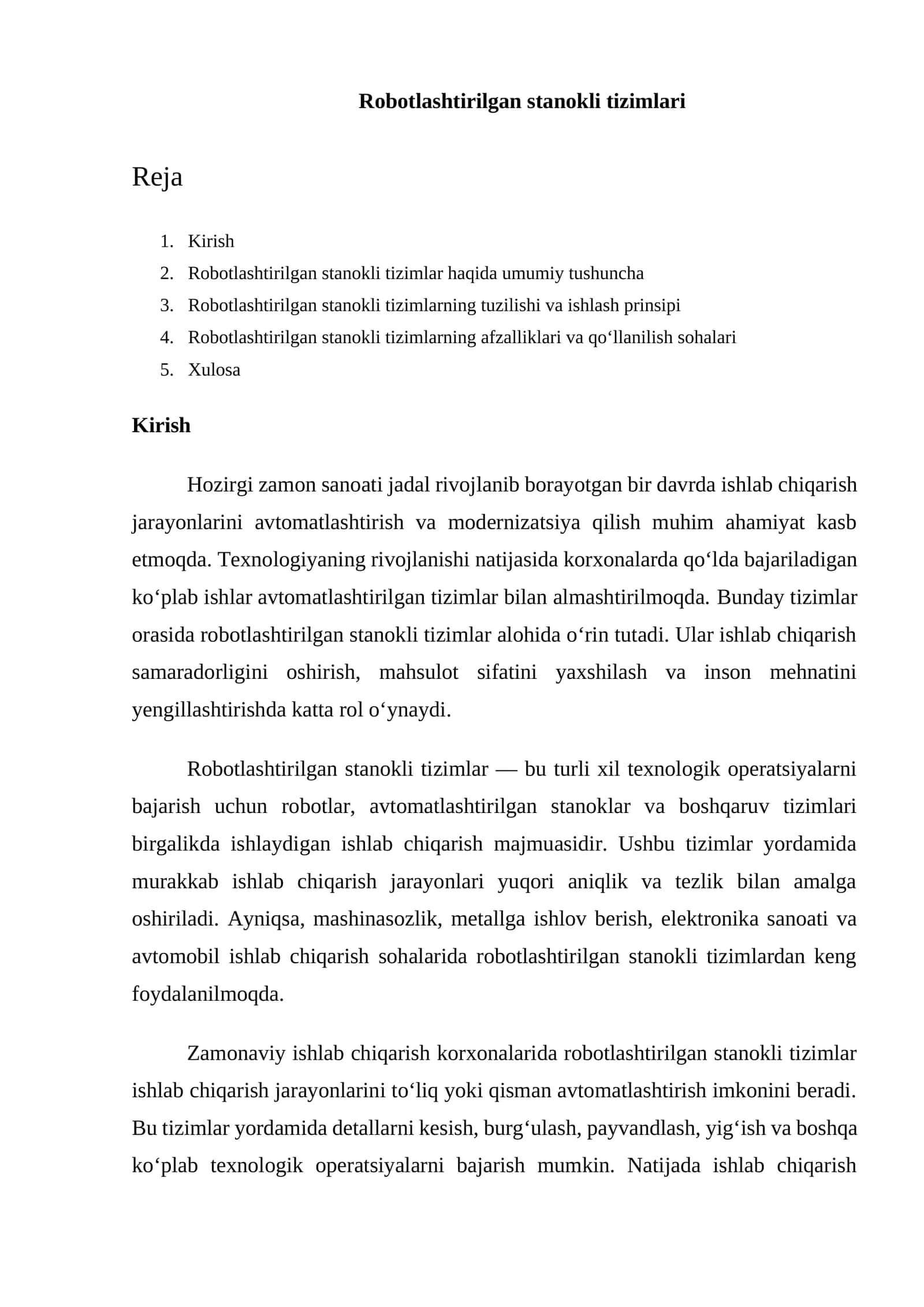 Robotlashtirilgan stanokli tizimlari 1