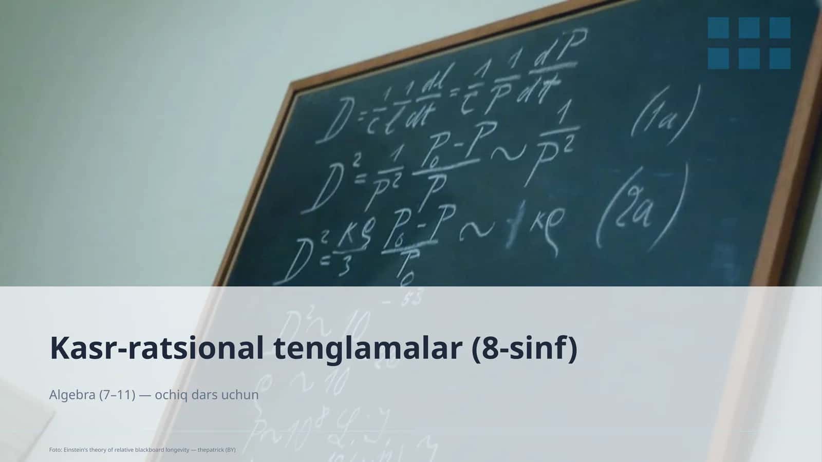 Kasr-ratsional tenglamalar (8-sinf) 1