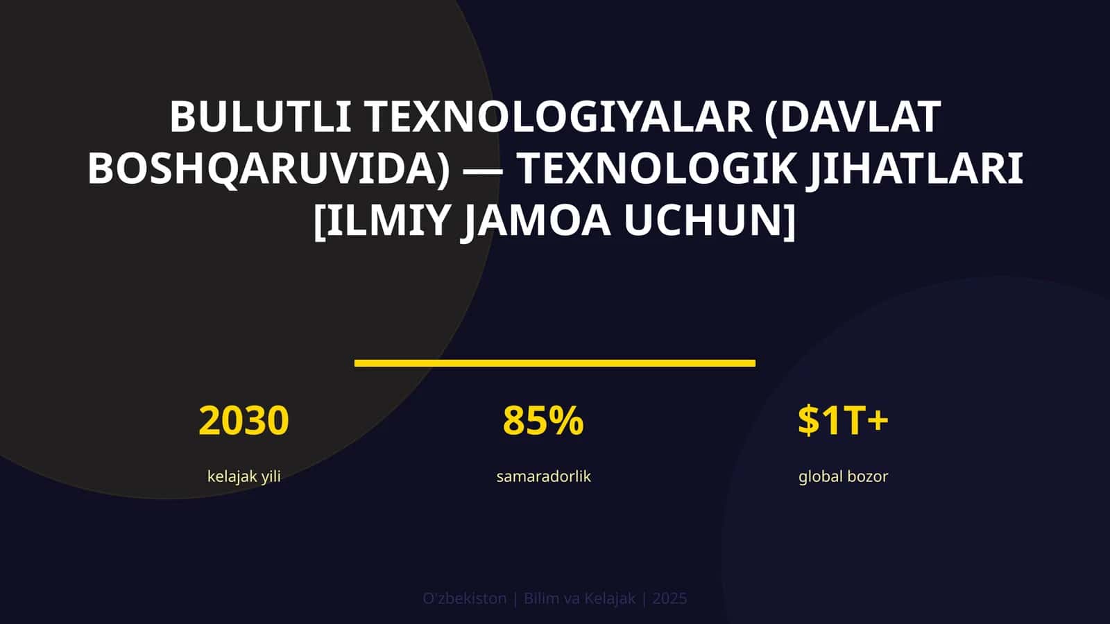 Bulutli texnologiyalar (davlat boshqaruvida) — texnologik jihatlari [ilmiy jamoa uchun] 1