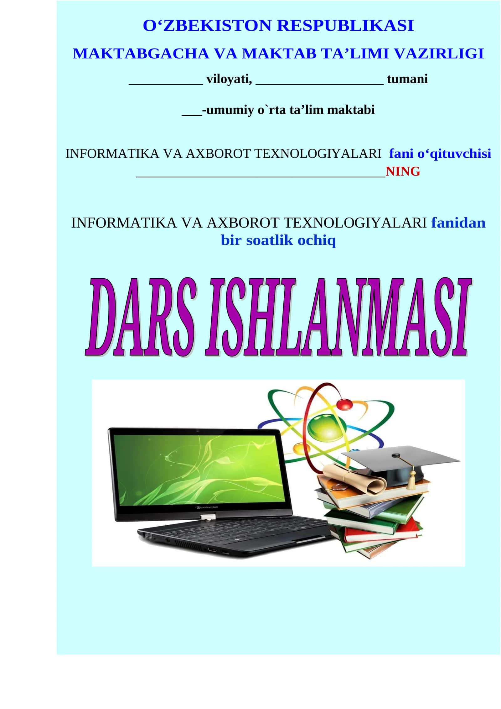 BIR SOATLIK OCHIQ DARS ISHLANMASI 1