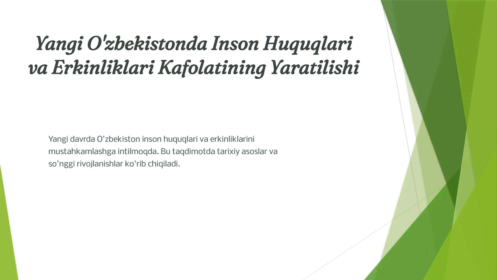 Yangi O'zbekistonda Inson Huquqlari va Erkinliklari Kafolatining Yaratilishi 1