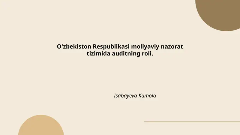 O'zbekiston Respublikasi moliyaviy nazorat tizimida auditning roli 1